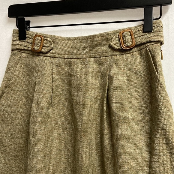 NWT Urban Renewal Tweed Wool A-Line Midi Skirt Green Tan Size 6 - Picture 3 of 7